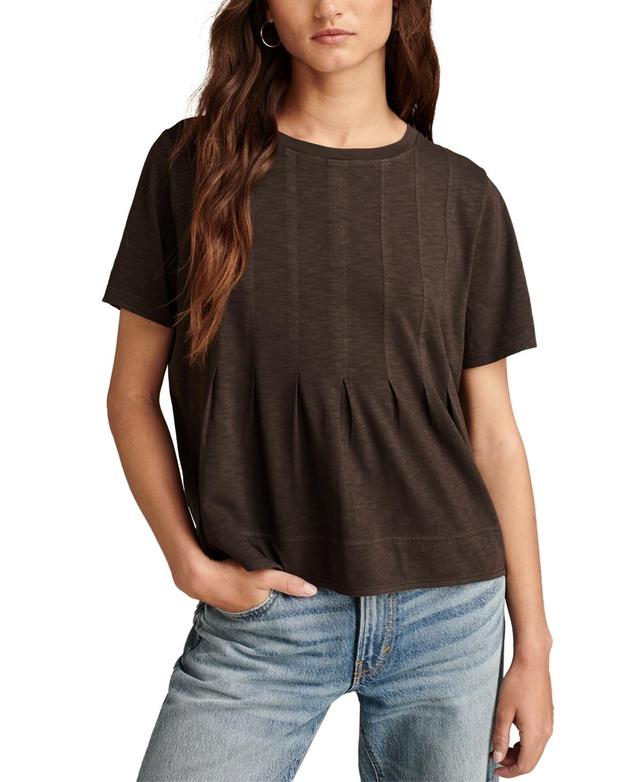 Lucky Brand Womens Stitched Down Pleated Peplum Top Product Image