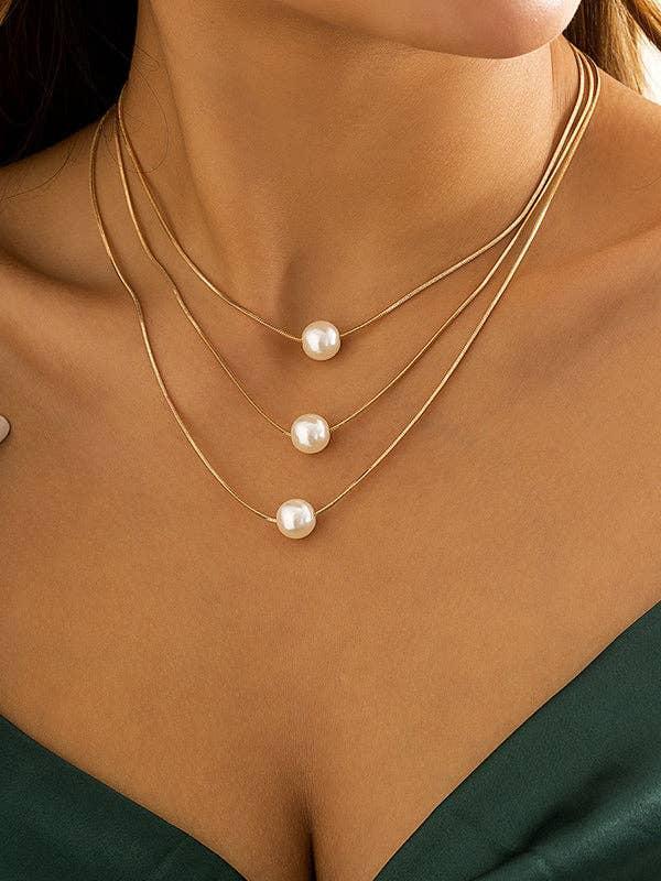 Simple Multilayer Pearl Necklaces Accessories Product Image