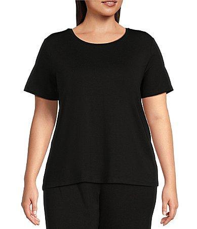 Eileen Fisher Tencel Lightweight Jersey Crew Neck Short Sleeve Shirt Product Image