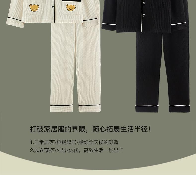 Couple Matching Loungewear Set : Long-Sleeve Bear Print Top + Pants Product Image