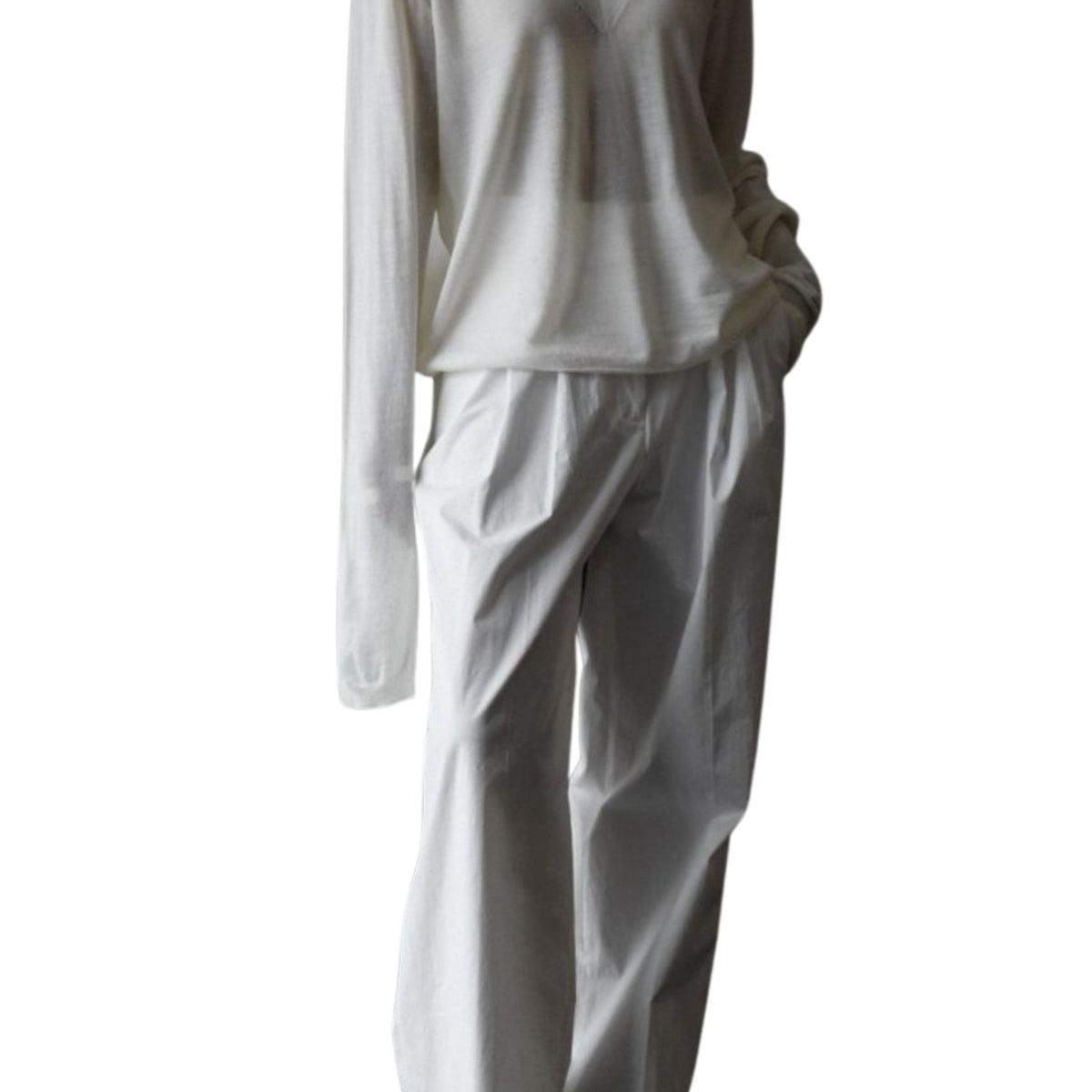 Pleated Trouser in White Product Image