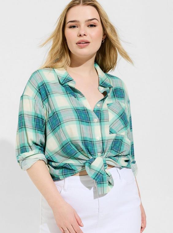 Rayon Slub Drop Shoulder Button-Front Shirt Product Image