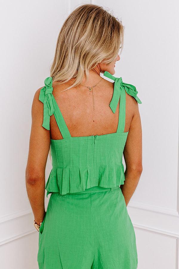 Sunset Horizon Peplum Top In Kelly Green Product Image