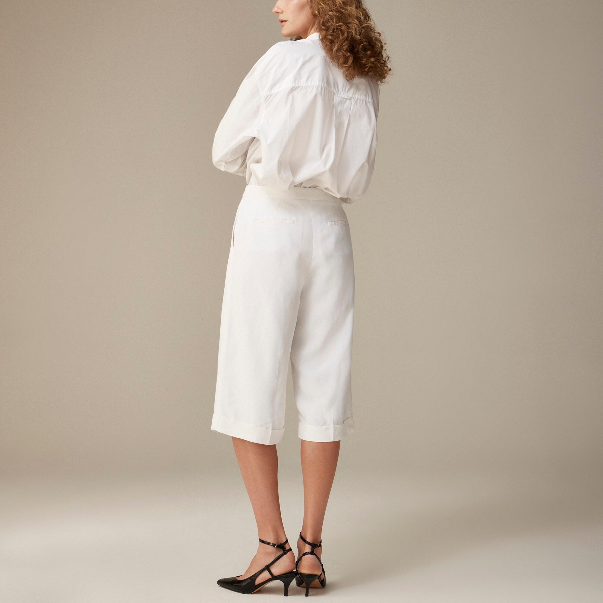 Long pleated trouser short in drapey viscose Product Image