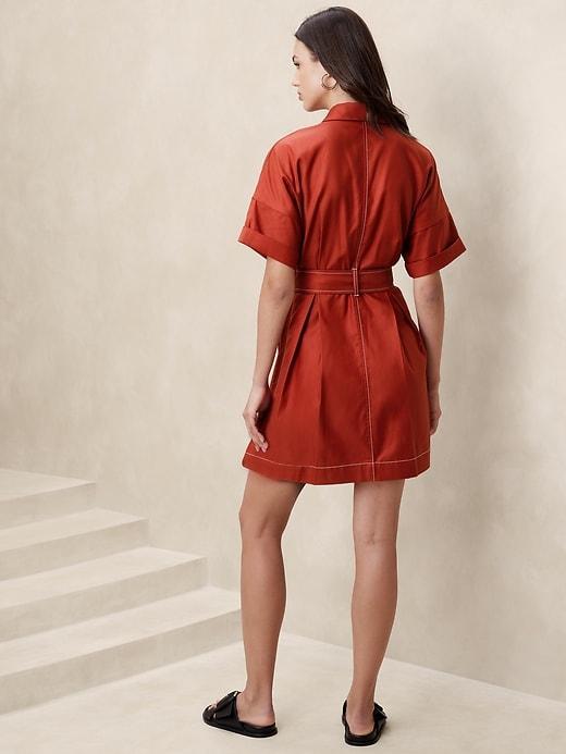 Contrast-Stitch Mini Shirtdress Product Image