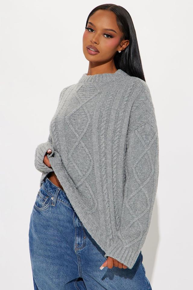 Winter Nights Cable Knit Sweater - Grey Product Image