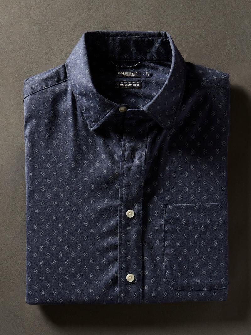 Movement™ Short-Sleeve Shirt (Tall) - Navy Dusk Diamond Print Product Image