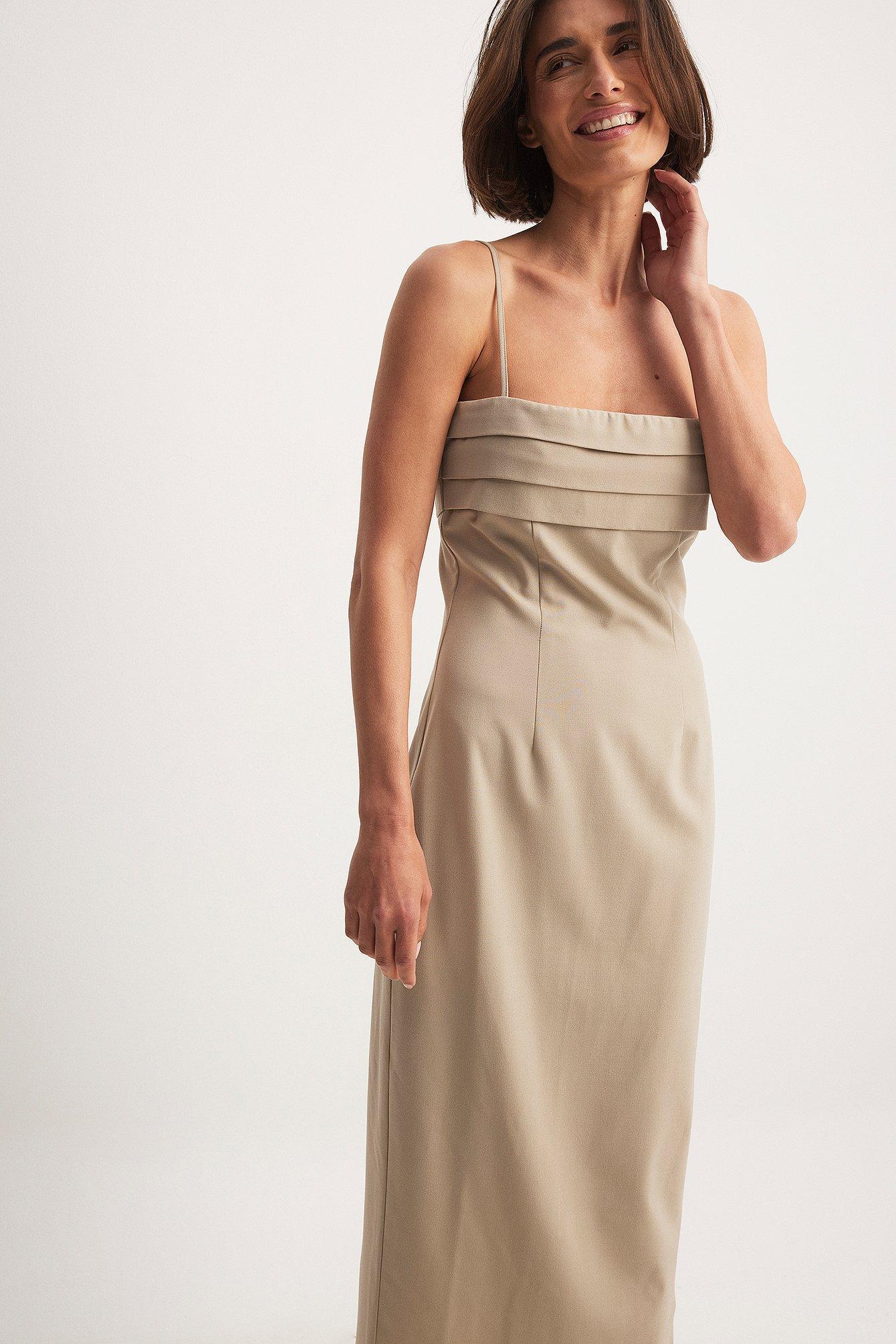 Pleat Deatil Chest Maxi Dress Product Image