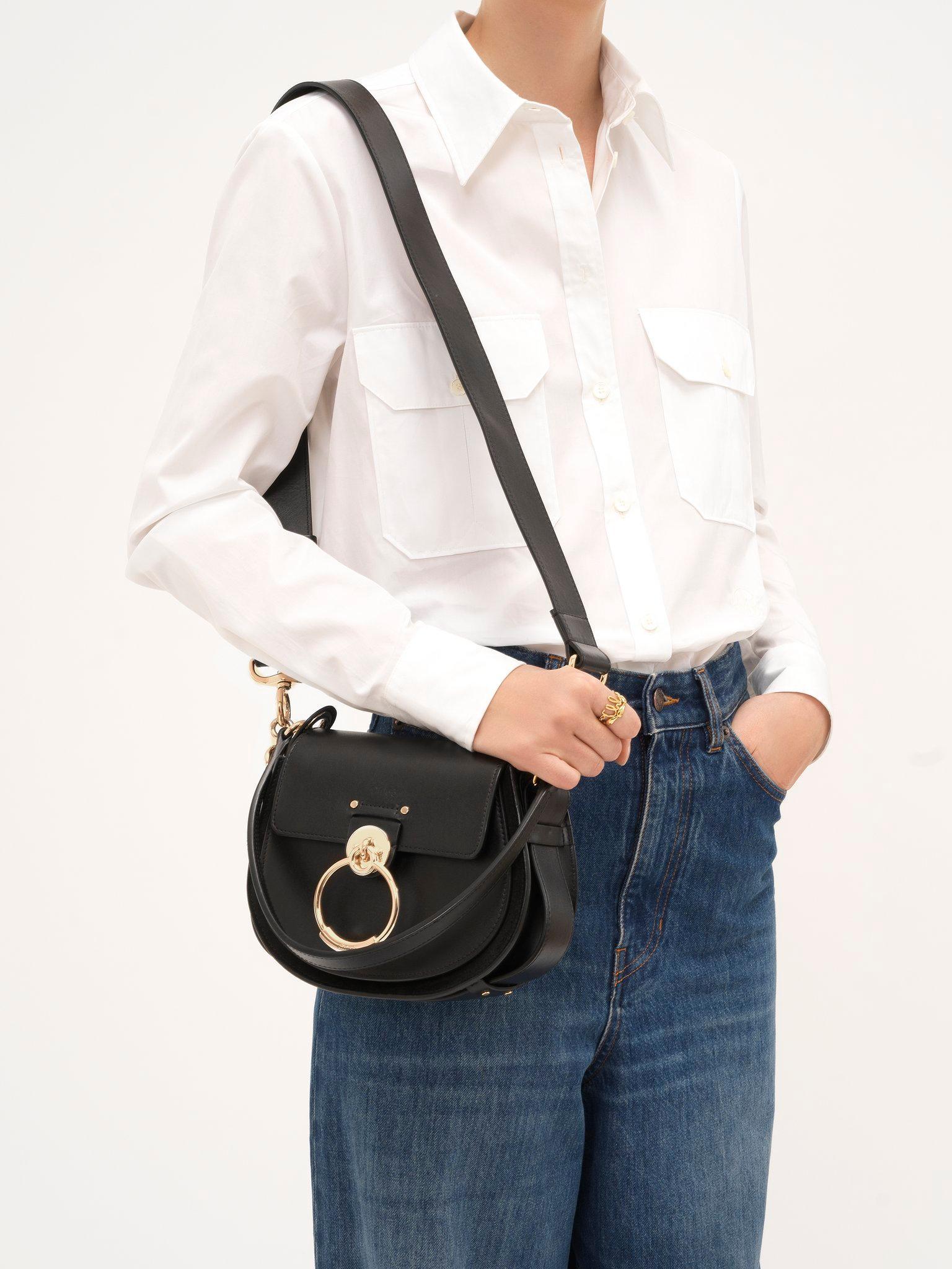 Small Tess bag in shiny & suede leather Product Image