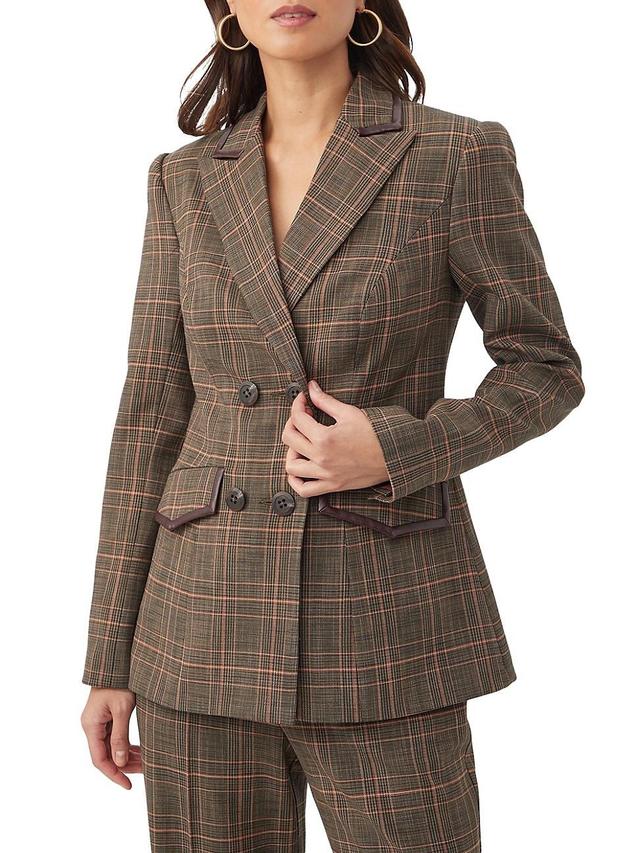 Womens Cassy Plaid Double-Breasted Jacket Product Image