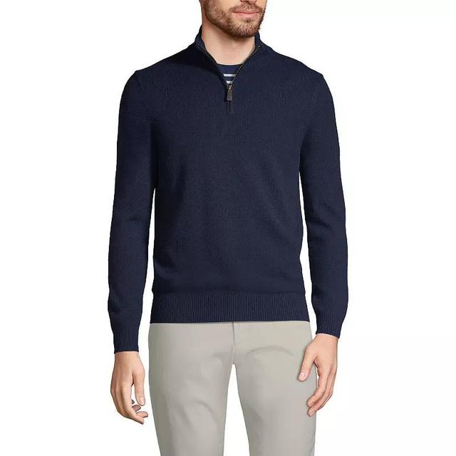 Big & Tall Lands End Tall Fine Gauge Cashmere Quarter Zip Pullover, Mens Radiant Blue Product Image