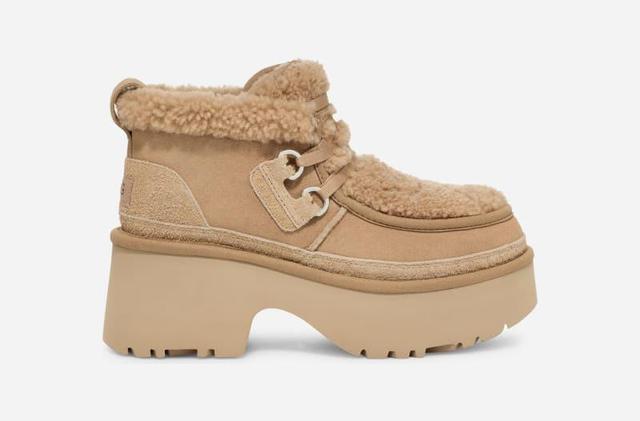 UGG Womens Classic New Heights Lace Up Suede/Sheepskin Classic Boots Product Image