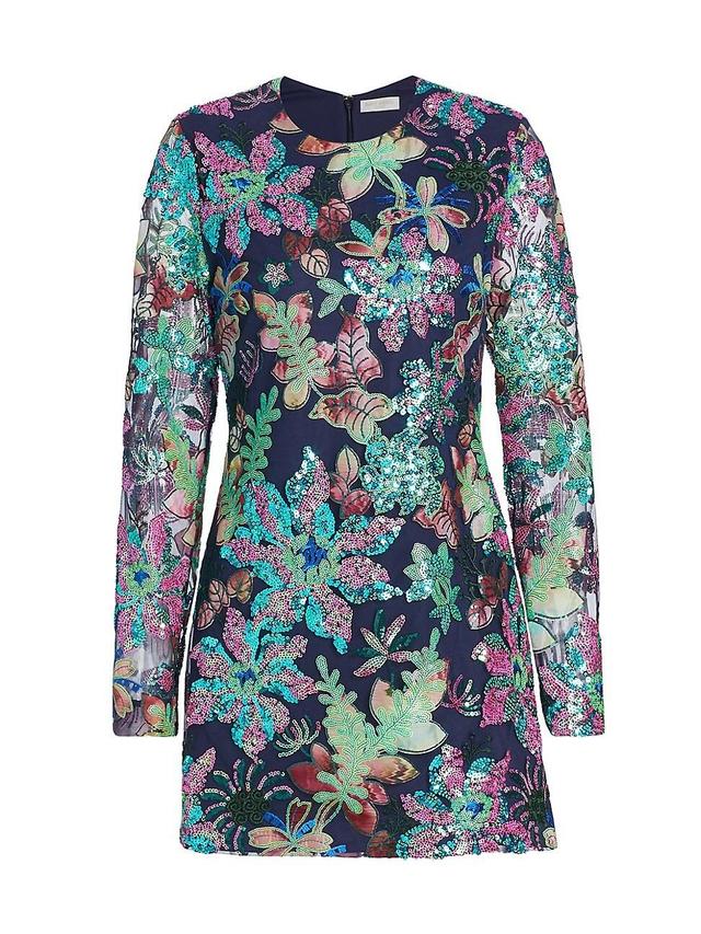 Ramy Brook Cassidy Embroidered Sequin Long Sleeve Cocktail Dress Product Image