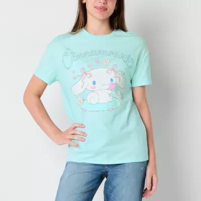 Juniors Cinnamoroll Coquette Boyfriend Tee Womens Crew Neck Short Sleeve Hello Kitty Graphic T-Shirt Product Image