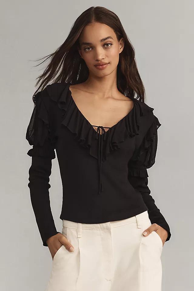 By Anthropologie Long-Sleeve Ruffle Top Product Image