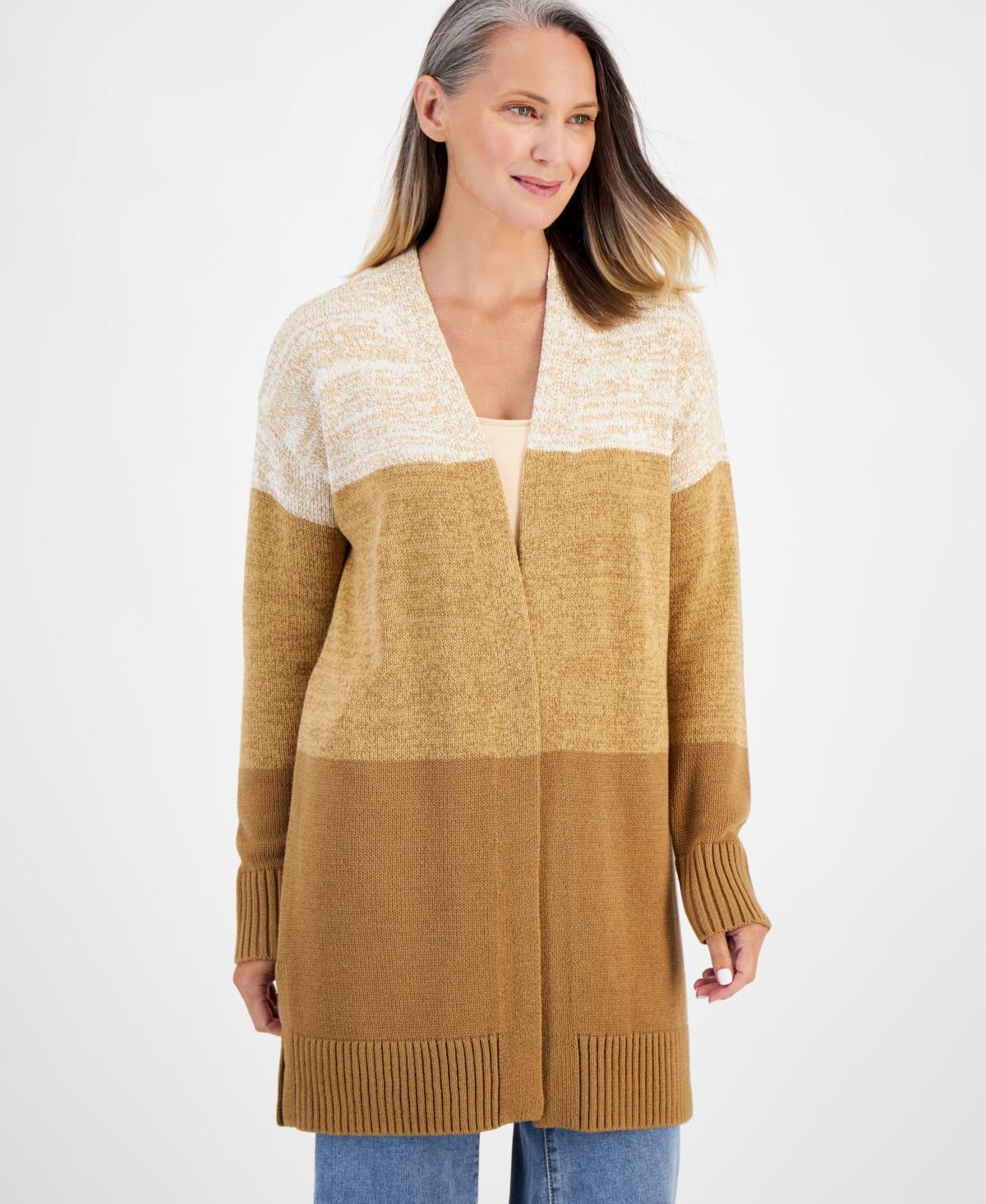 Style & Co Womens Open-Front Colorblocked Cardigan, Created for Macys Product Image