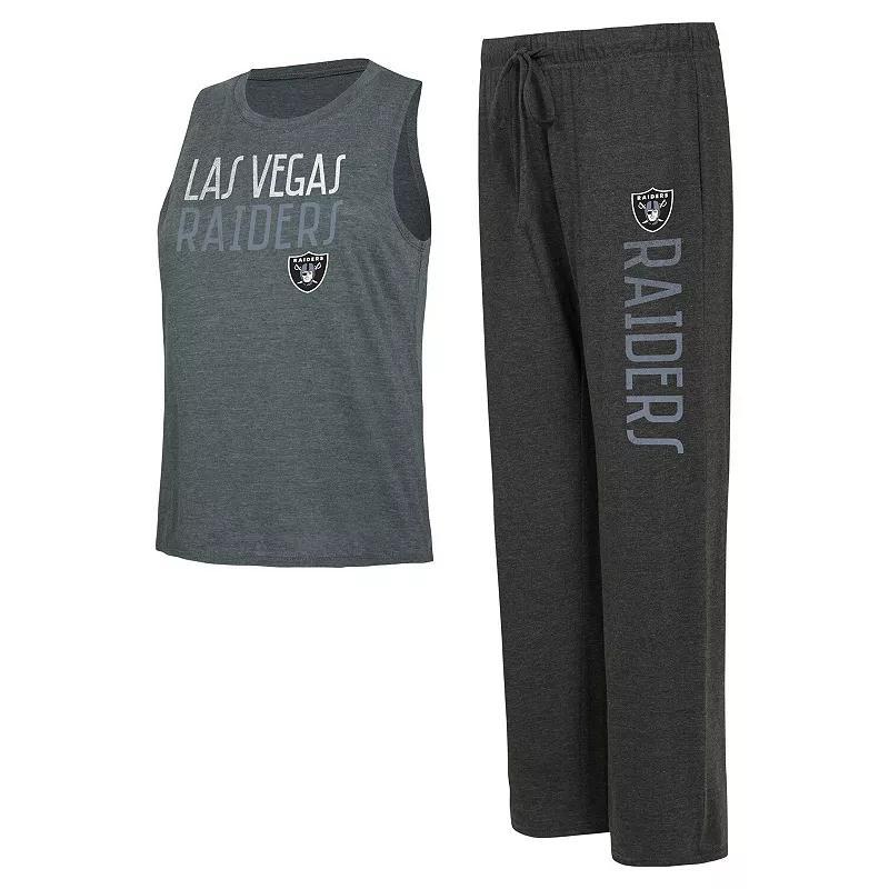 Womens Concepts Sport Black/Charcoal Las Vegas Raiders Muscle Tank Top & Pants Lounge Set Product Image