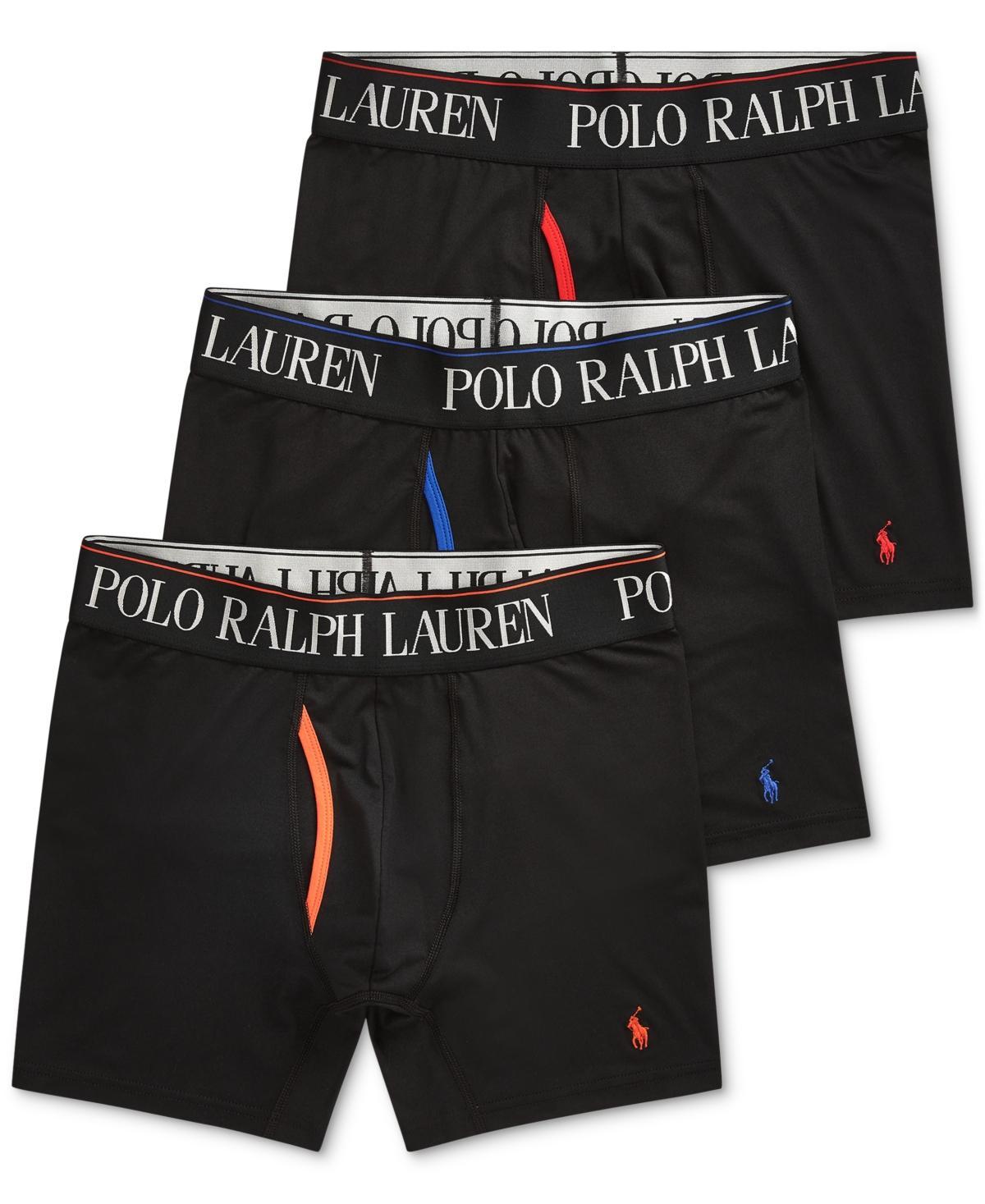 Polo Ralph Lauren Mens 3-Pack. 4-d Flex Cool Microfiber Boxer Briefs - Charcoal /Rugby Royal /Polo Black Product Image