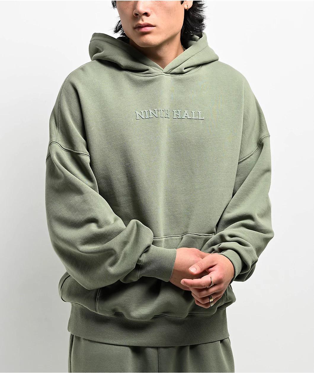 Ninth Hall Fundamentals Logo Light Green Oversized Hoodie Product Image