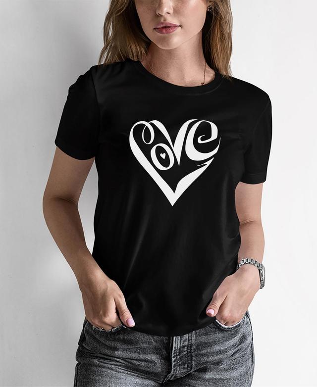 Womens Word Art Script Love Heart T-shirt Product Image