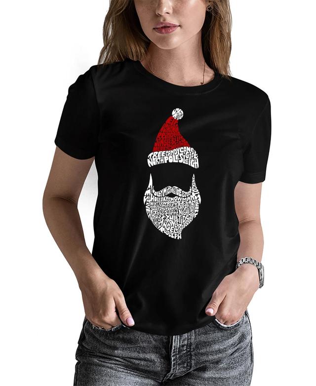 La Pop Art Womens Santa Claus Word Art T-shirt Product Image