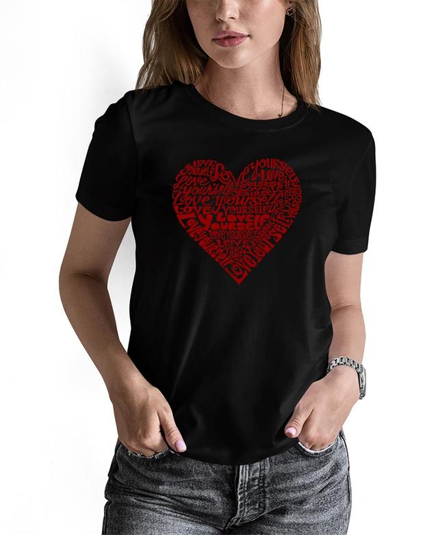 La Pop Art Womens Love Yourself Word Art Short Sleeve T-shirt Product Image