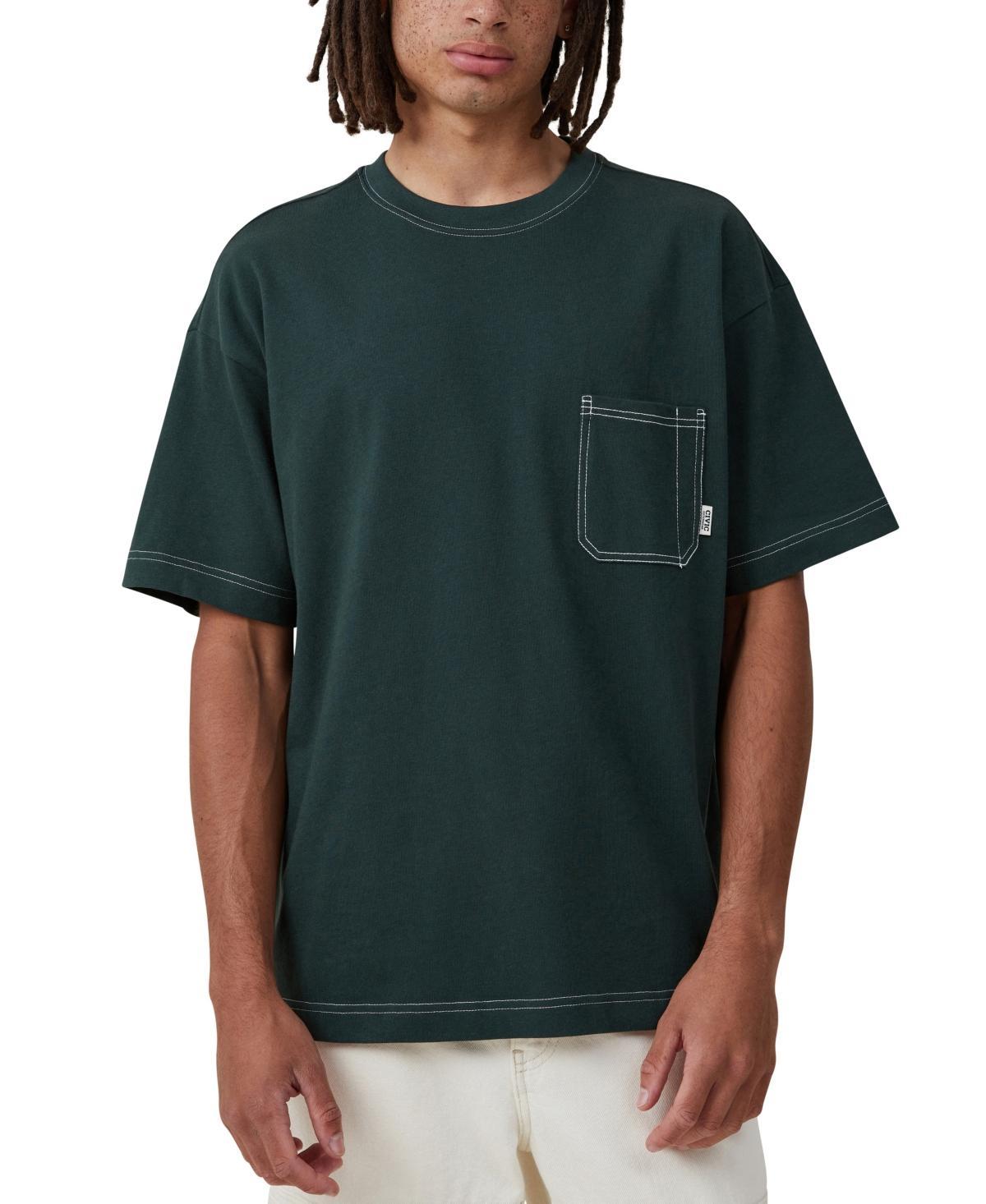 Cotton On Mens Box Fit Pocket Crew Neck T-shirt - Pine Needle Green Product Image