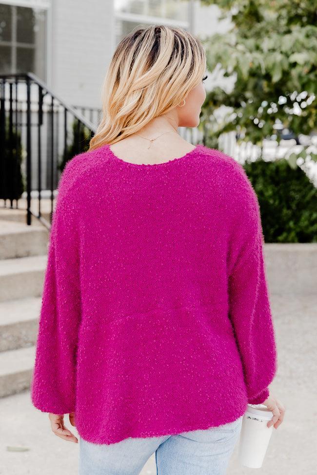 Soft And Sweet Pink Textured Relaxed Fit Sweater FINAL SALE Product Image