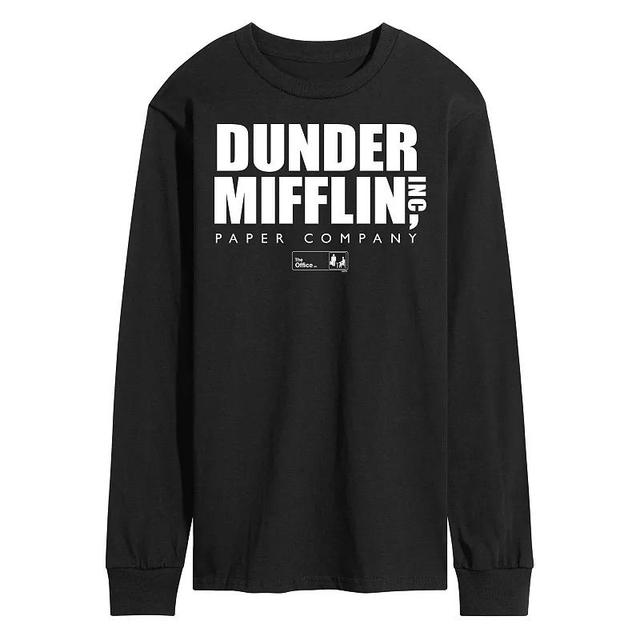 Mens The Office Dunder Mifflin Logo Long Sleeve Tee Black Product Image