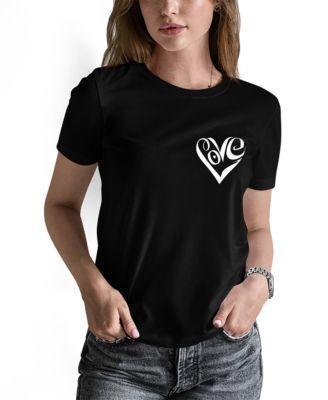 La Pop Art Womens Word Art Script Heart T-Shirt Product Image