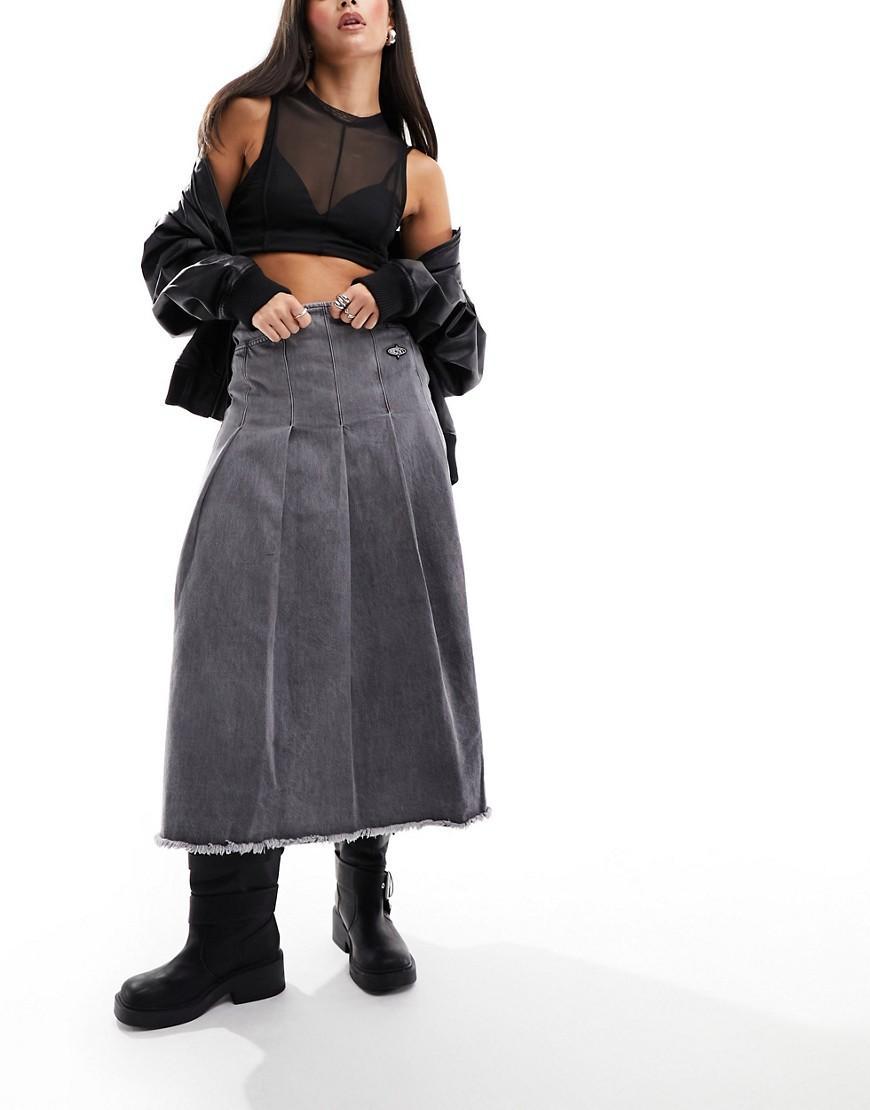 Basic Pleasure Mode angelica denim maxi kilt skirt product image