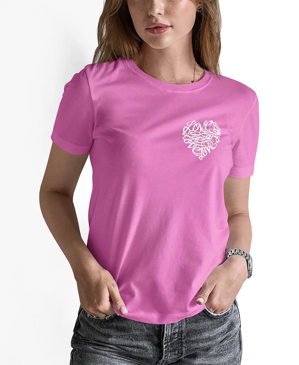 La Pop Art Womens Word Art Cursive Heart T-Shirt Product Image