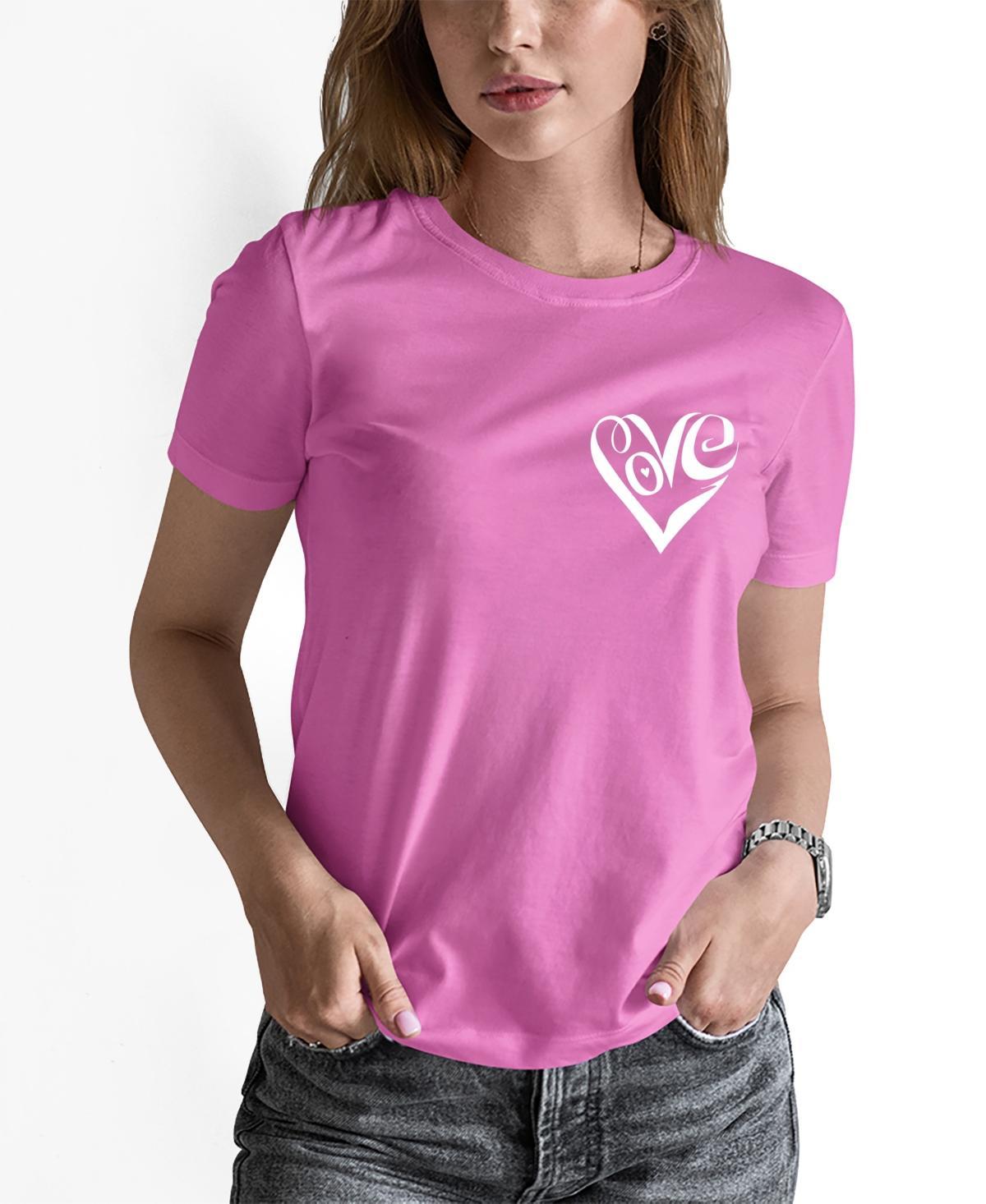 La Pop Art Womens Word Art Script Heart T-Shirt Product Image