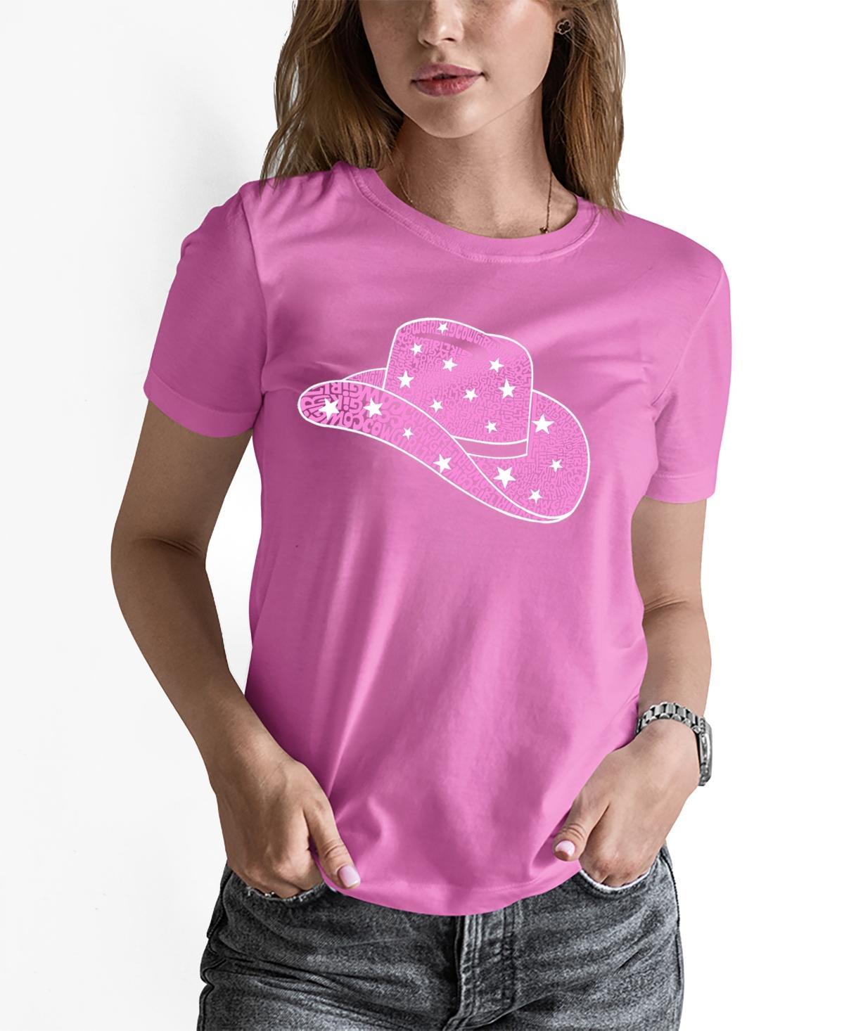 La Pop Art Womens Word Art Cowgirl Hat T-Shirt Product Image