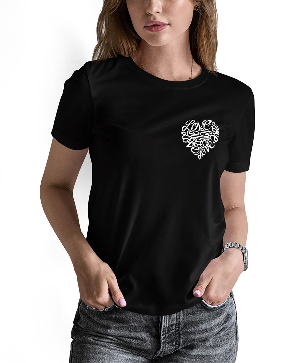 La Pop Art Womens Word Art Cursive Heart T-Shirt Product Image