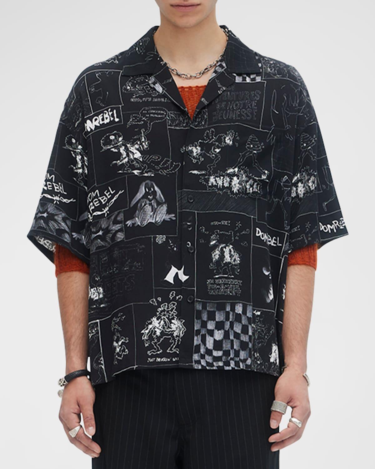 Mens Stories Artwork Camp Collar Shirt Product Image