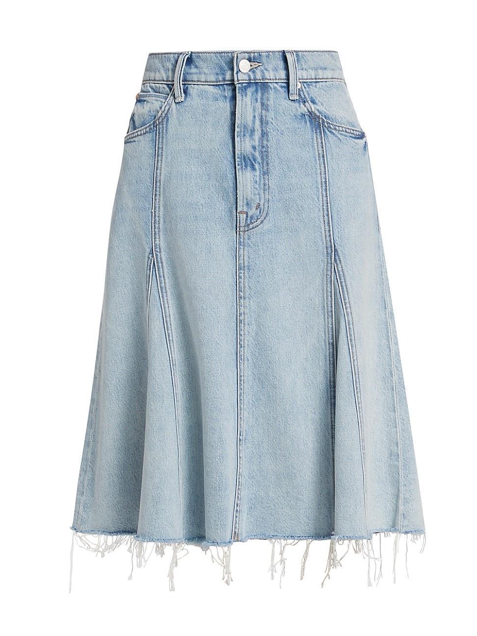 Womens The Half Swing Fray Denim Midi-Skirt Product Image