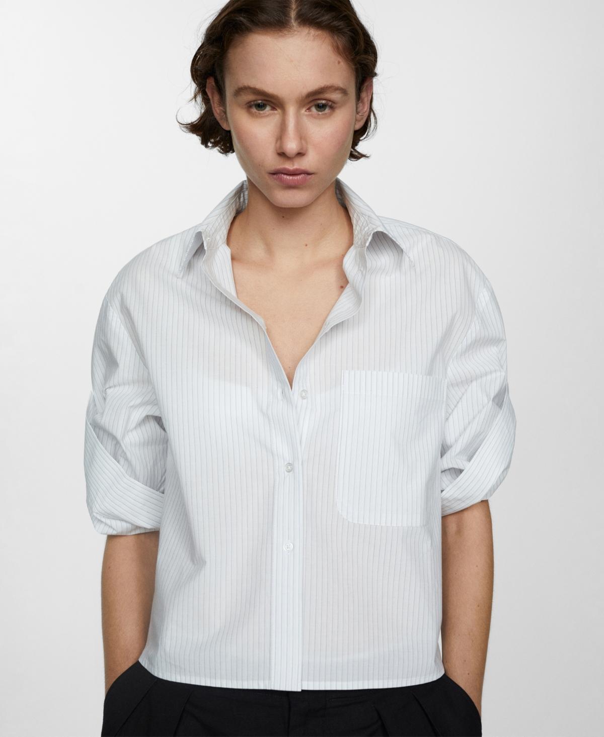 Mango Womens Cotton Striped Shirt Product Image