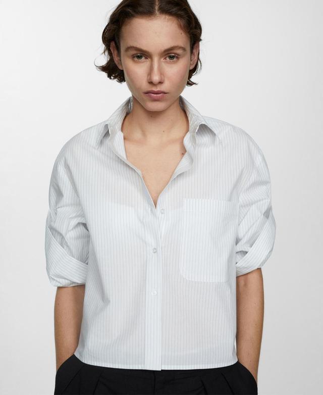 Mango Womens Cotton Striped Shirt Product Image