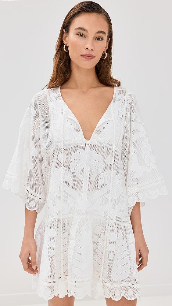 FARM Rio Palm Tree Cutwork White Mini Dress | Shopbop Product Image