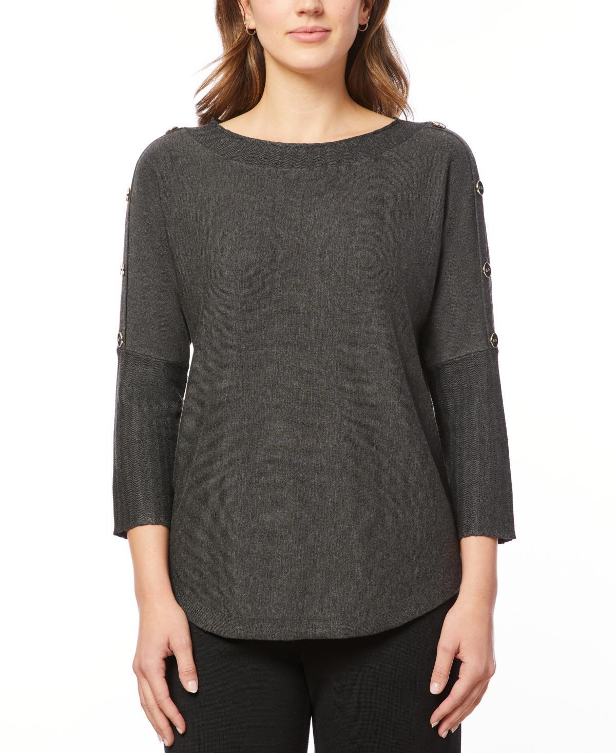 Melissa Paige Womens Dolman-Sleeve Wavy-Ribbed Sweater, Regular & Petite Product Image