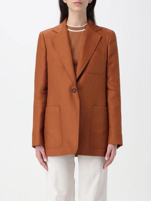 MAX MARA Blazer  Woman Color Leather In Brown Product Image