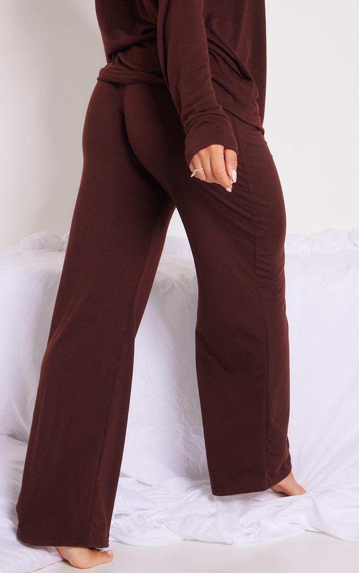 Chocolate Brushed Jersey Drawstring Long PJ Pants Product Image