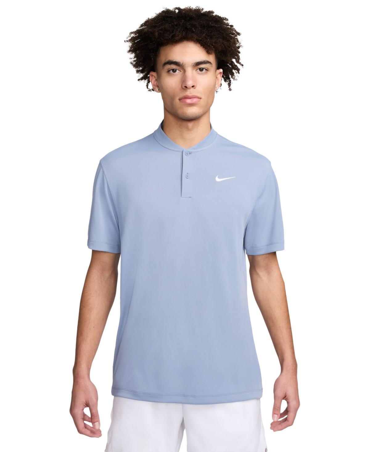 NikeCourt Mens Dri-fit Short Sleeve Tennis Blade Polo Shirt - Ashen Slate/(white) Product Image