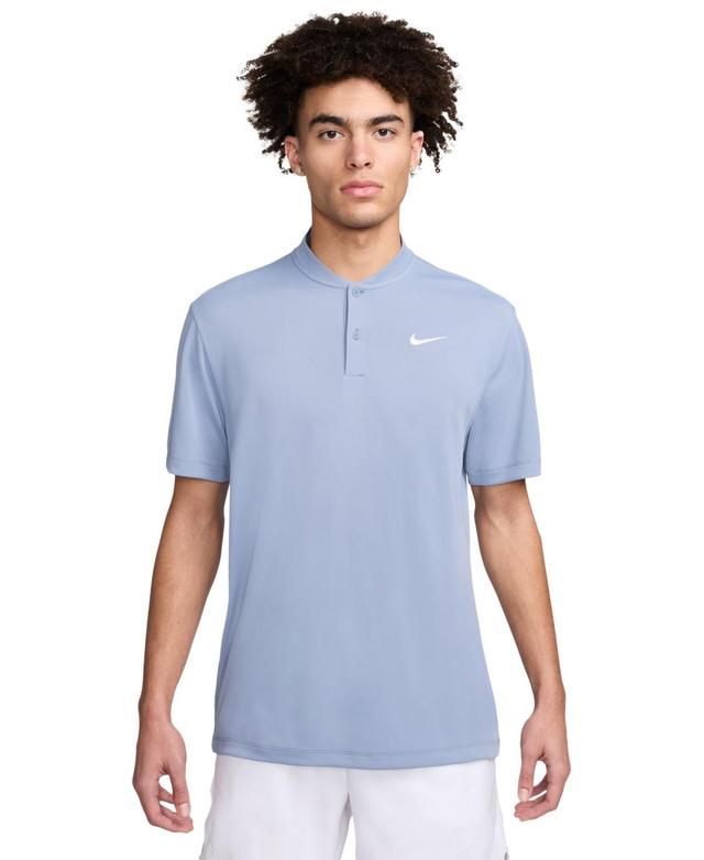 NikeCourt Mens Dri-fit Short Sleeve Tennis Blade Polo Shirt - Ashen Slate/(white) Product Image