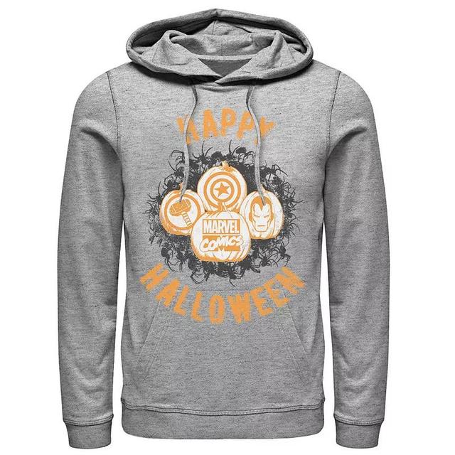 Mens Marvel Avengers Pumpkins Happy Halloween Hoodie Athletic Grey Product Image