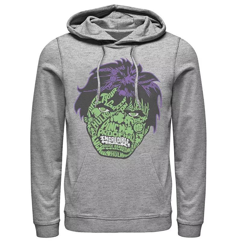 Mens Marvel Hulk St. Pattys Head Build Up Fill Hoodie Athletic Grey Product Image