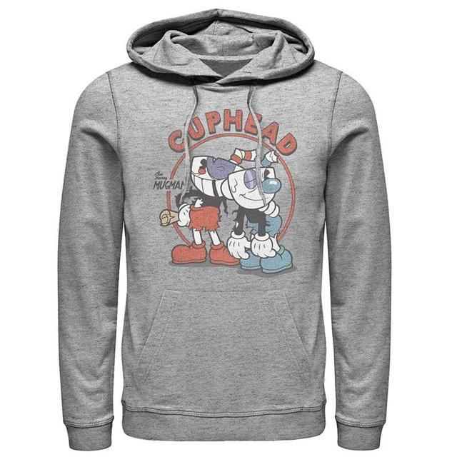 Mens Cuphead Bros. Hooded Pull Over Athletic Grey Product Image