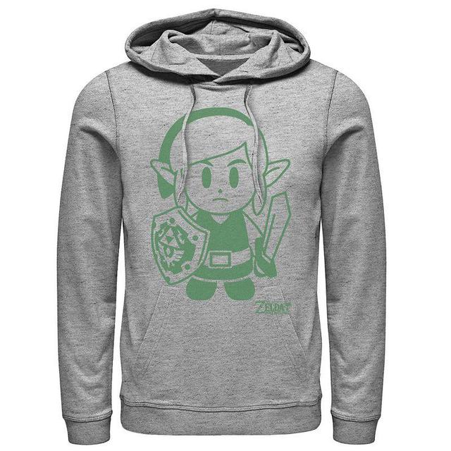 Mens Nintendo Legend Of Zelda Links Awakening Link Green Outline Graphic Hoodie Athletic Grey Product Image