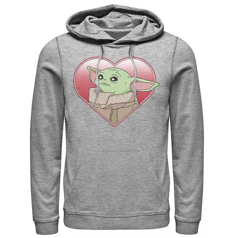 Mens Star Wars The Mandalorian The Child Valentine Heart Portrait Hoodie Athletic Grey Product Image